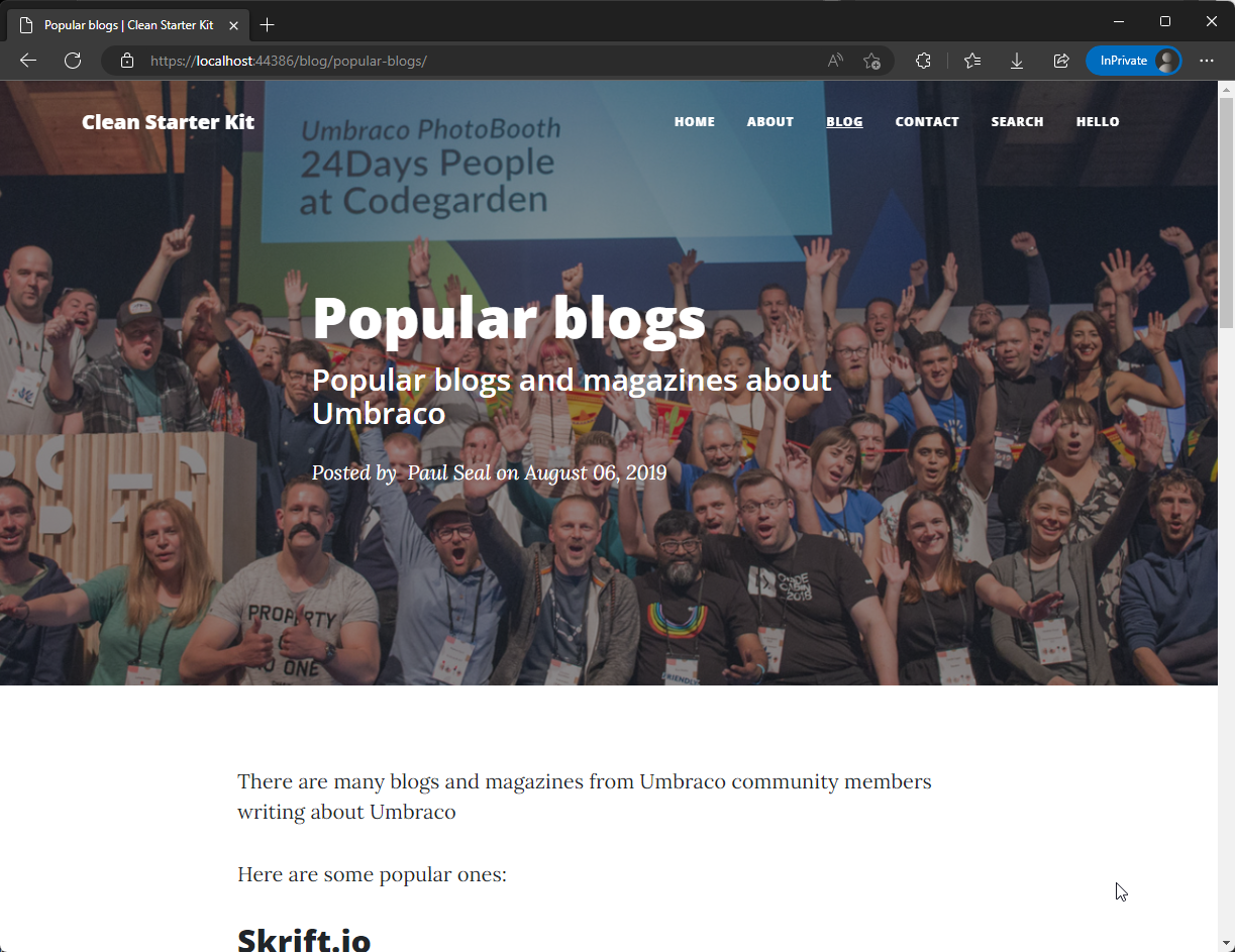 Screenshot of the Popular blogs node